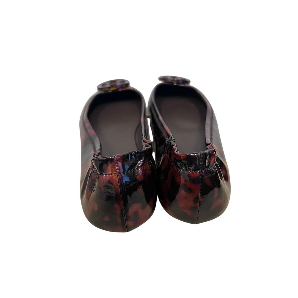 Tory Burch Minnie Ballet Flats Women’s 8.5 Tortoise Patent Logo Slip-On - Picture 3 of 11